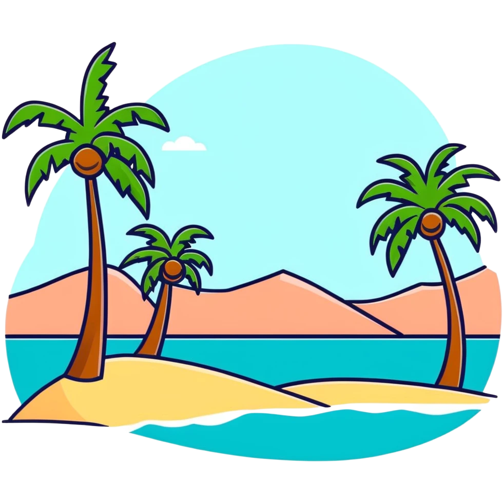 Palm trees and beach in Los Angeles emoji