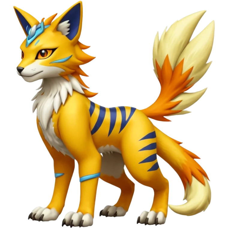 Vernid-Lombax-Koraidon-Renamon-Zeraora-Bastet-Fakémon-Digimon-fusion-creature, full body emoji