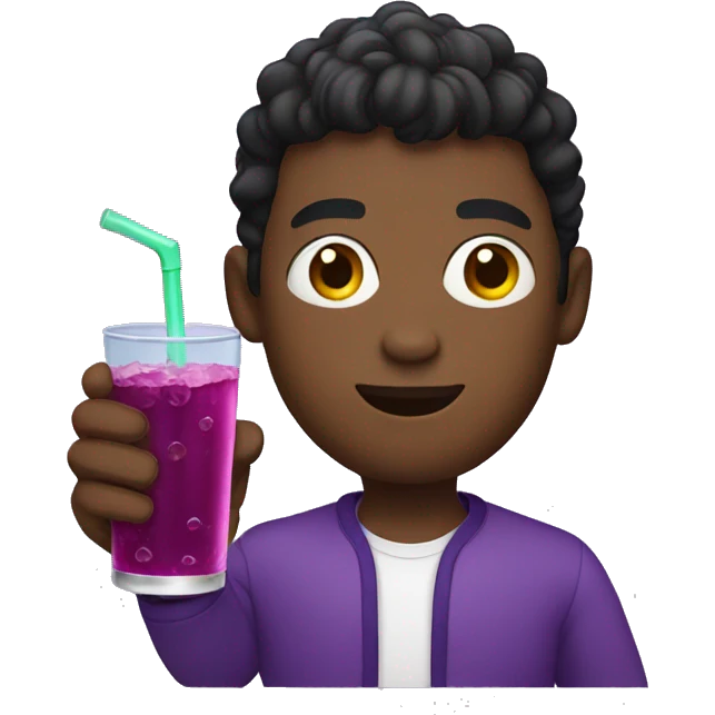 Black gay dude holding grape soda emoji