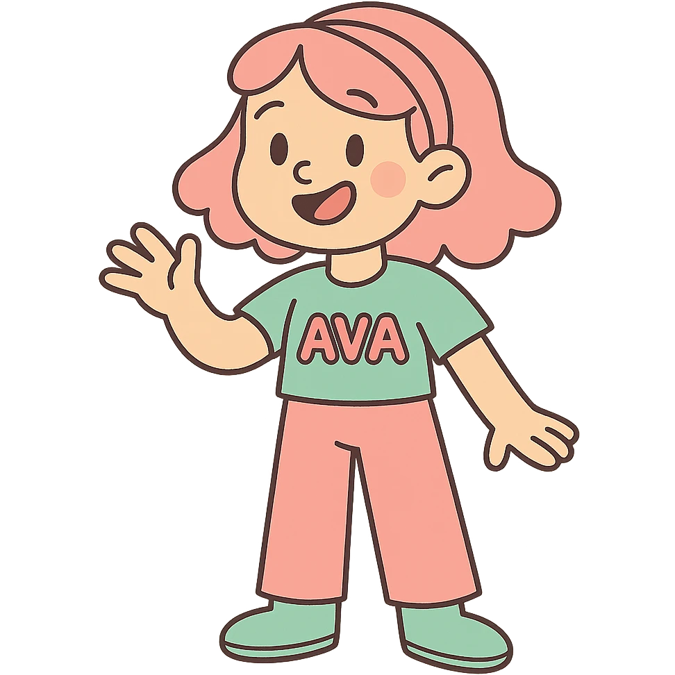 Ava as a pastel cartoon character with soft colors emoji