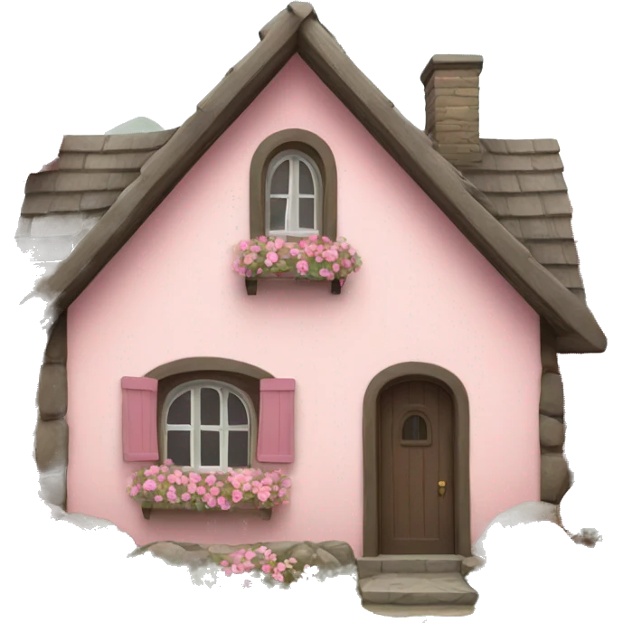 cottage with pink flowers emoji