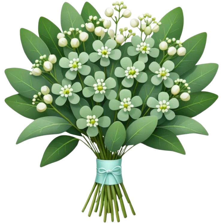 bouquet of eucalyptus and gypsophila flowers emoji