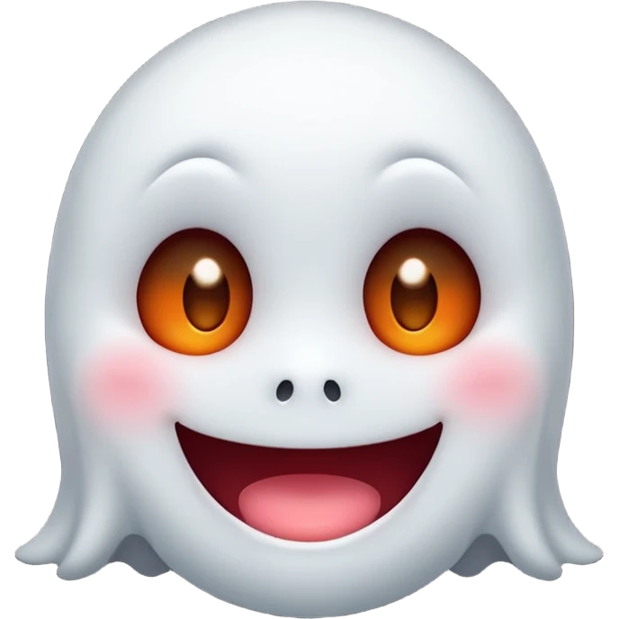 little cute ghost is smiling with blushed face, only face emoji