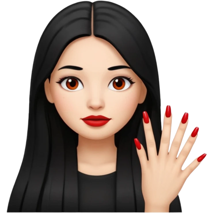 latina girl with straight long hair thats black memoji with nail no lipstick emoji