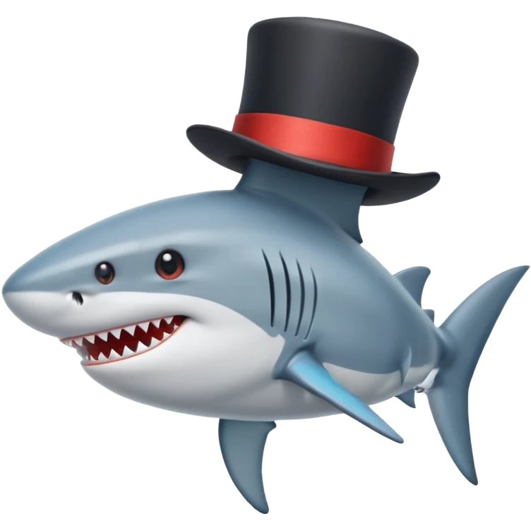 Shark with a top hat emoji