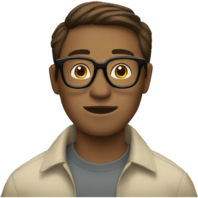 Book worm with short brown hair glasses emoji