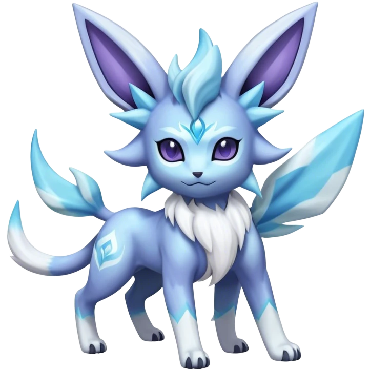 Fluffy celestial Glaceon-Espeon-dialga-hybrid, full body emoji