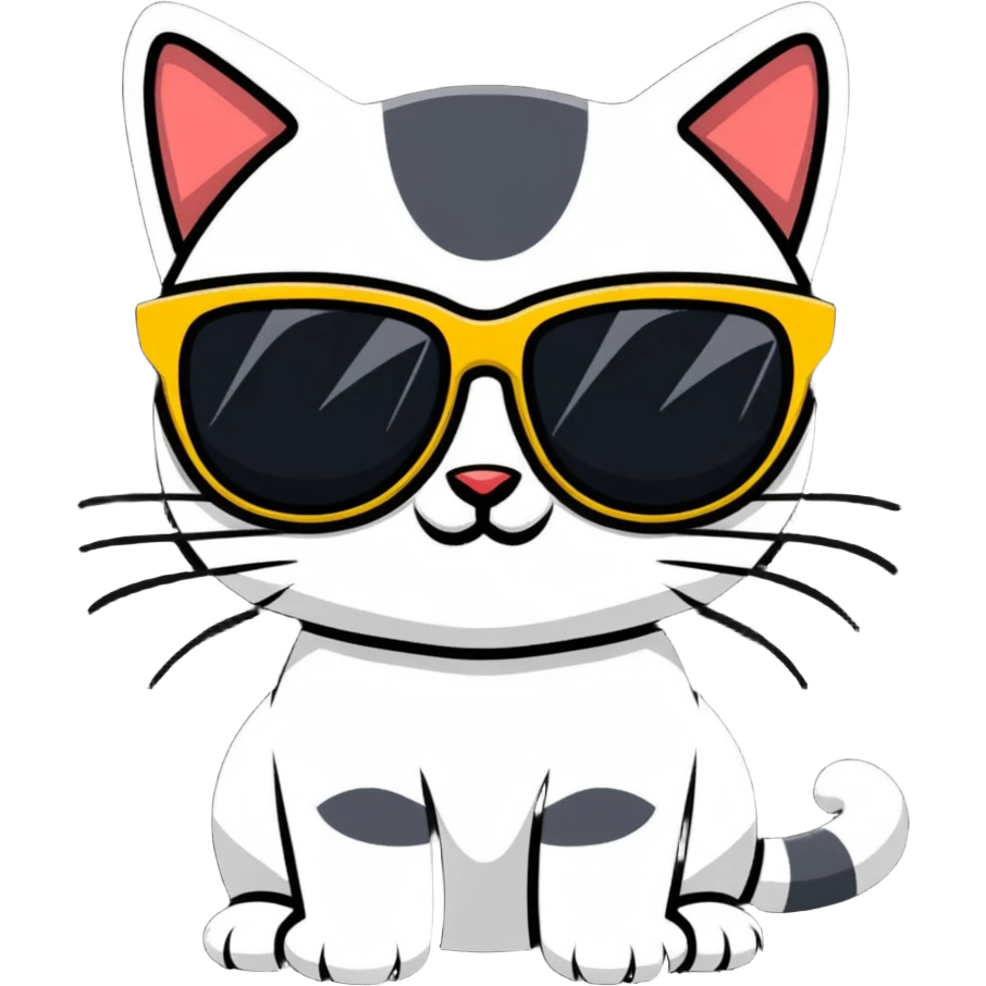 Cool cat wearing sunglasses, looking confident emoji