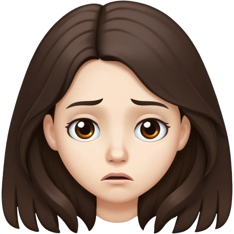 Long hair Brunette with white skin worried  emoji