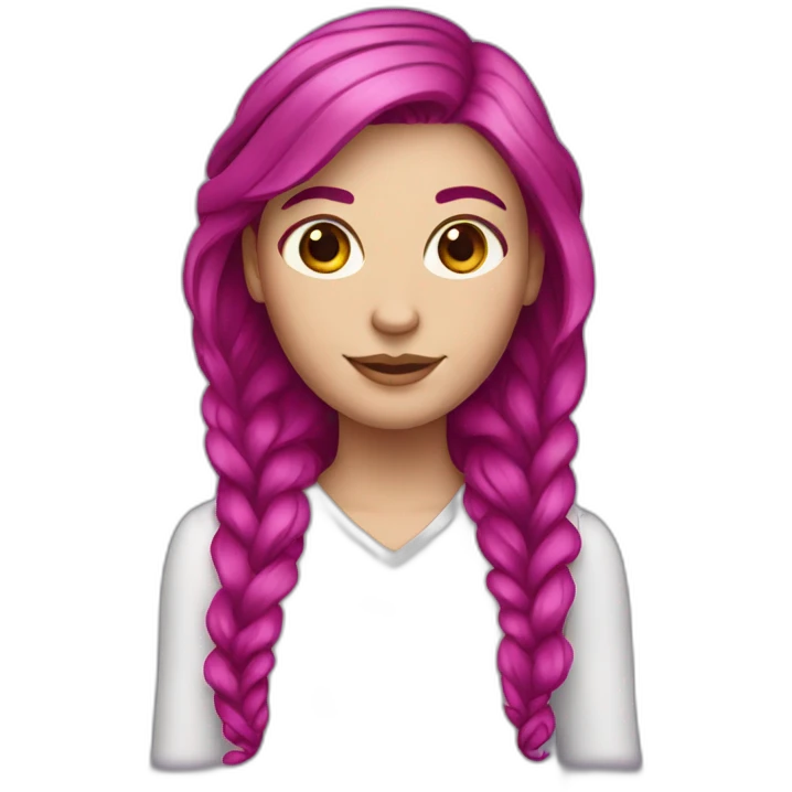 White girl with a magenta hair emoji