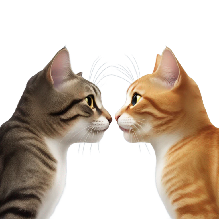 Two different cats kissing emoji