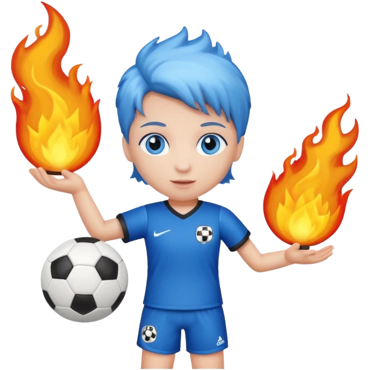 Boneca segurando uma Bola de futebol e somente uma bola está queimando emoji