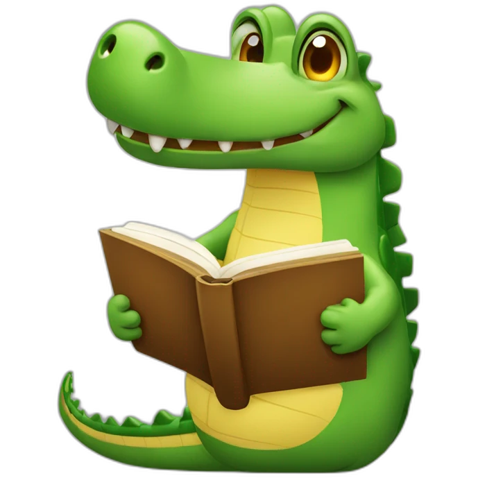Cute crocodile with book emoji