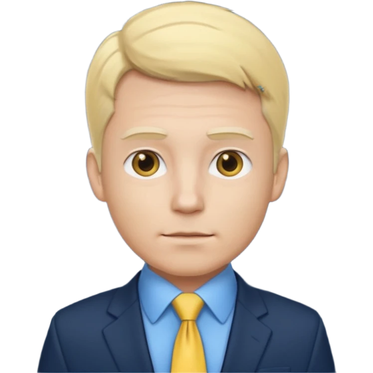 consulting man with hand with white skin and blonde hair with blue shirt and yellow tie and black blazer emoji