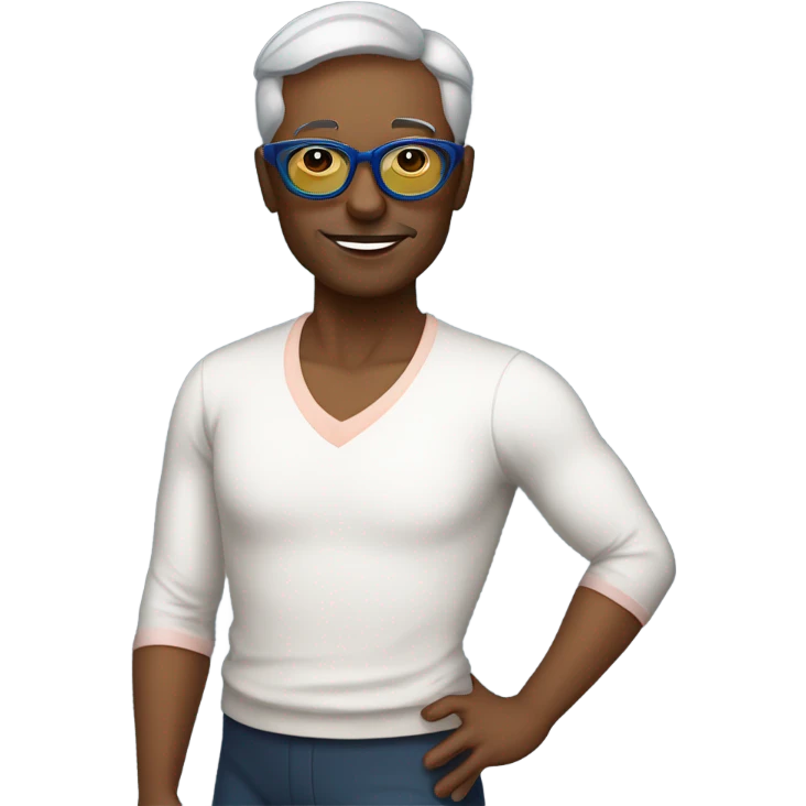 a ballet teacher with defined cheek bones, circular colorful glasses, slightly old, and short hair emoji