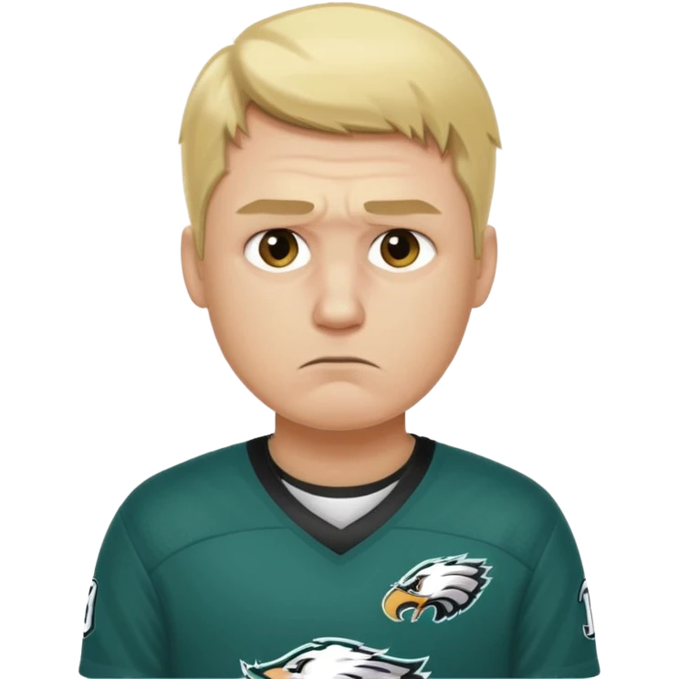An adult blonde male Eagles fan who is sad emoji