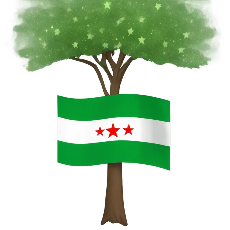 GREEN syrian flag with tree stars emoji