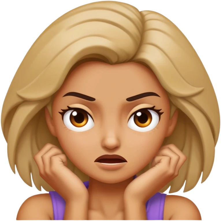 woman crossing her arms holding her neck mad face emoji