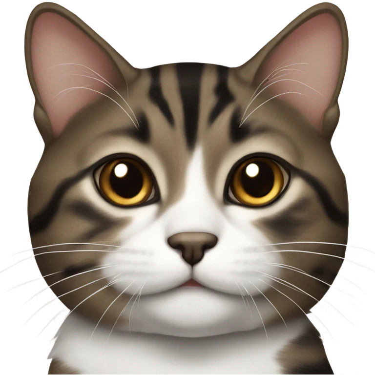 Dark brown tabby and white Cat with black spot near the nose emoji