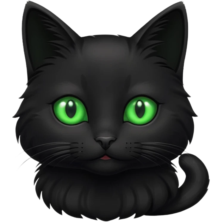 Small black cat with green eyes emoji