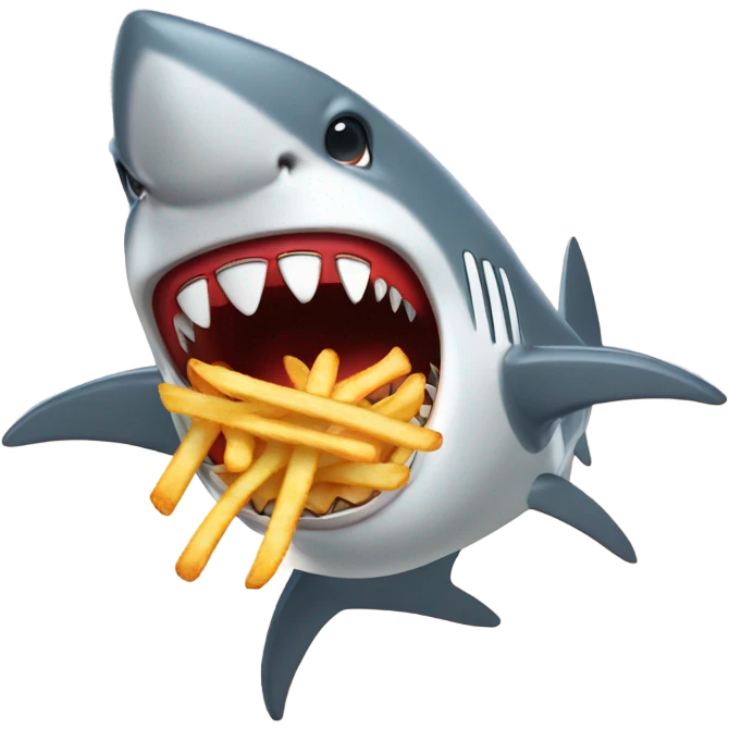 Angry shark eating fries emoji