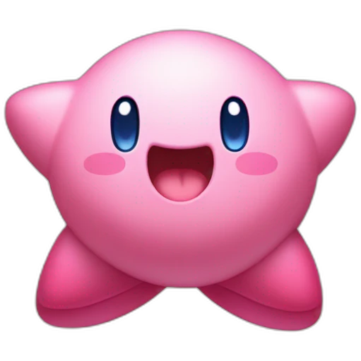 cute happy Kirby jumping on a star emoji
