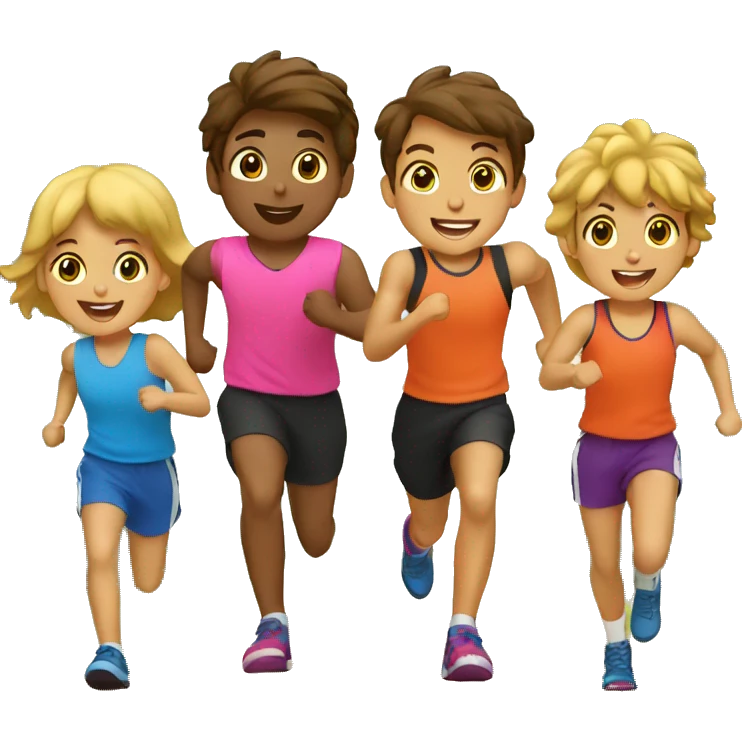 grupo de niños haciendo deporte emoji