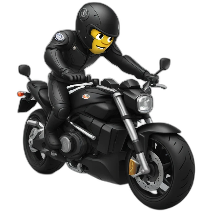 ultra-powerful black motorbike doing a wheelie emoji