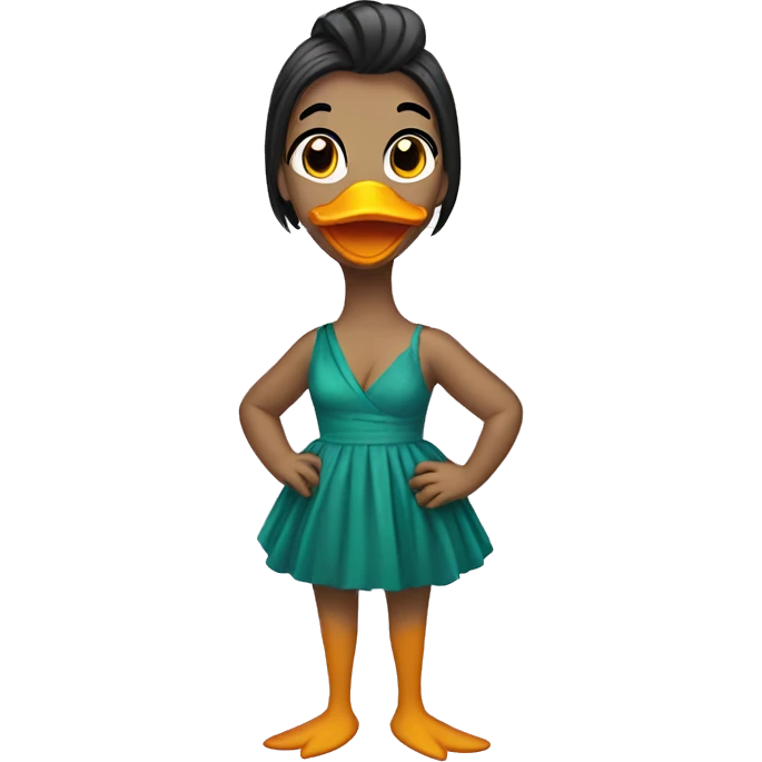 Duck with a dress and makeup emoji
