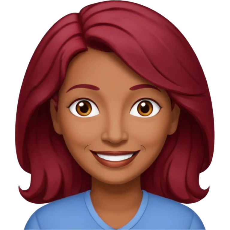 Beautiful 
Hispanic 
Smiling 
Mom
Older
dark red hair color (almost black) emoji