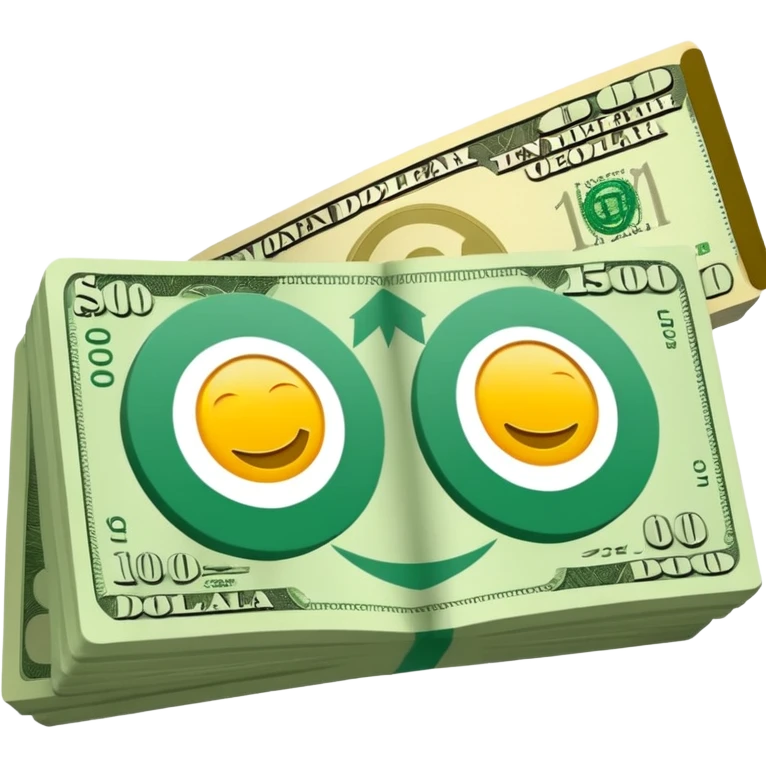 Caricatura de un billete de $100 emoji