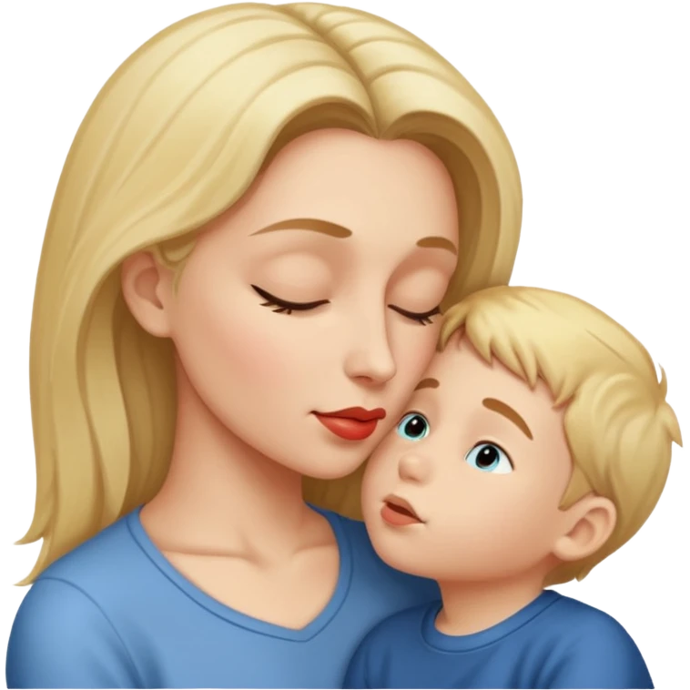 Mulher beijando testa do filho  emoji