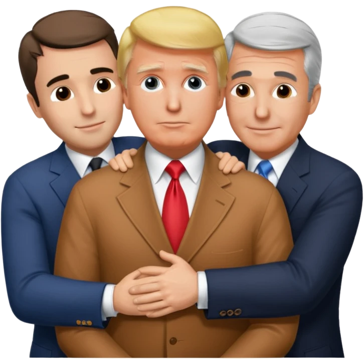 Charlie kirk, donald trump and jeffrey epstien hugging emoji
