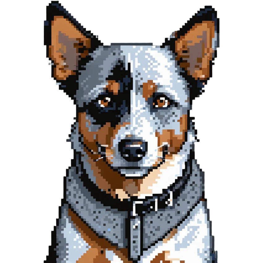 head shot of blue heeler cattle dog with distinctive blue-gray speckled coat emoji