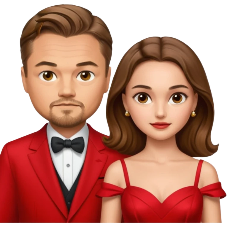 leonardo di caprio and Natalie Portman in a red dress emoji