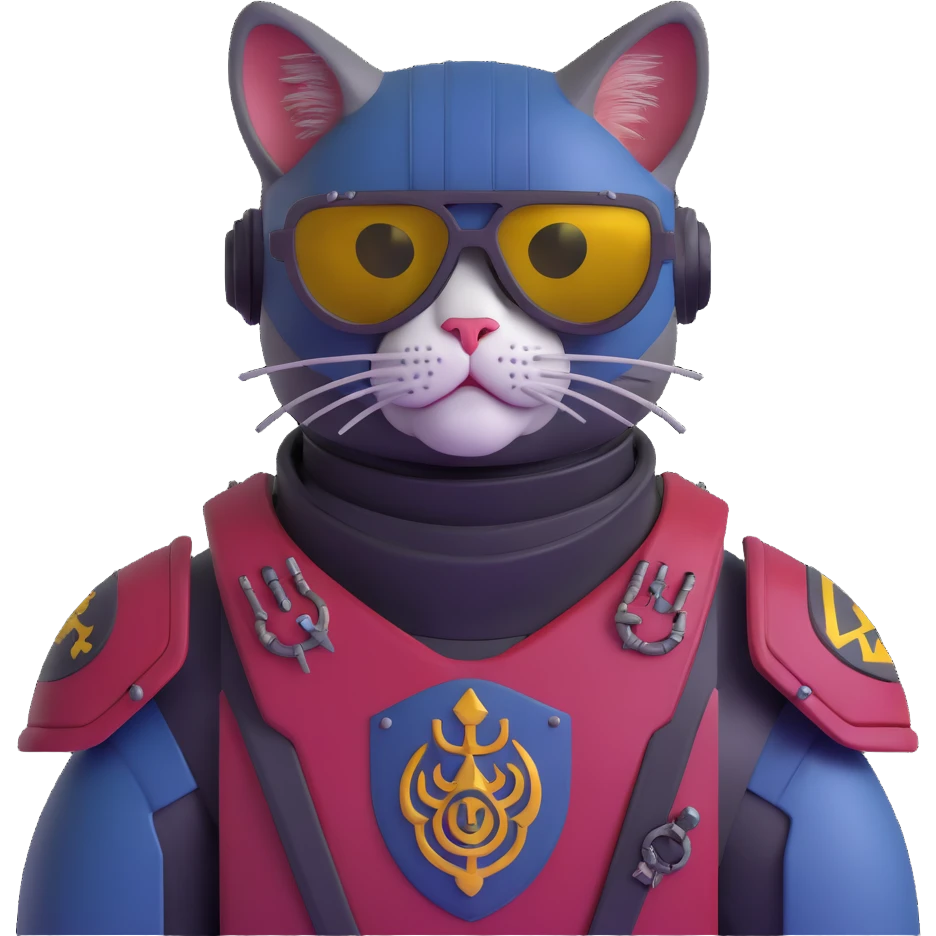 cat with sunglasses, Warhammer 40,000 style power armor emoji