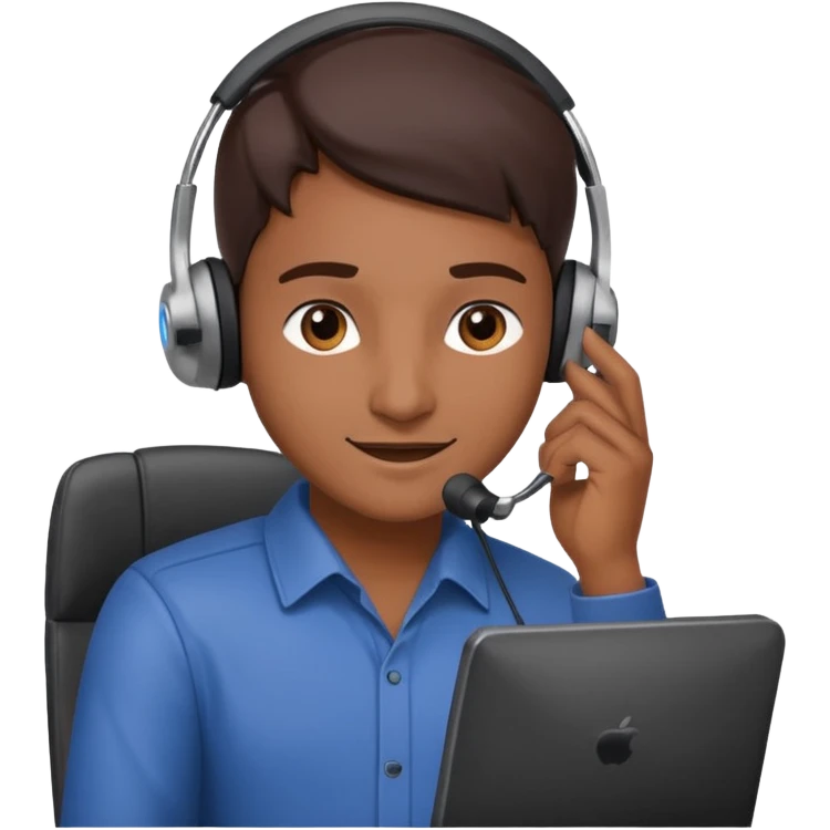 phone scammer in sketchy call center from pakistan with smirk and brown skin emoji