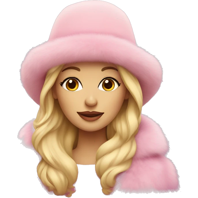Blonde woman in pink fur hat and fur coat  emoji