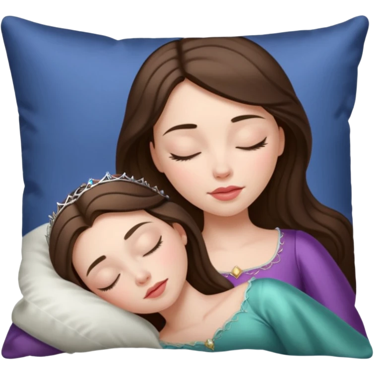 sleeping beauty brunette white girl with a silk pillow emoji