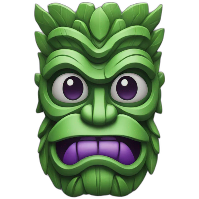 Tiki god purple green emoji