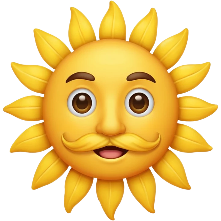 sun with mustache with no smile no brows emoji