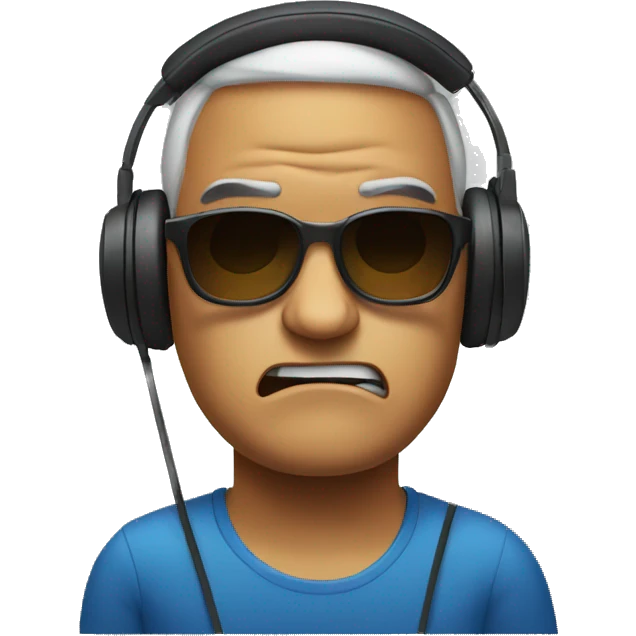 angry man with headphones and sunglasses emoji