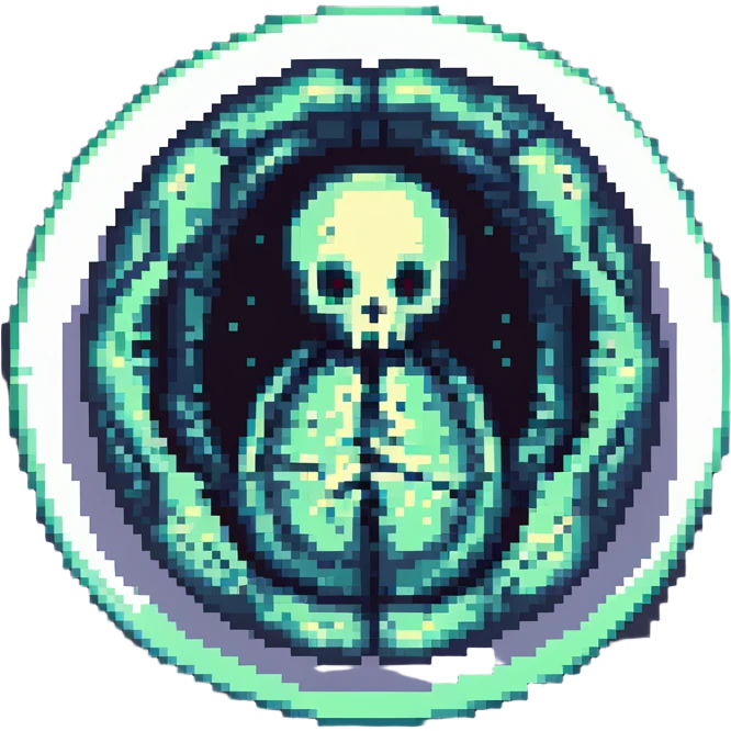 MRI embryo digital fetal small shape in otherworldly bubble, eerie, horror emoji