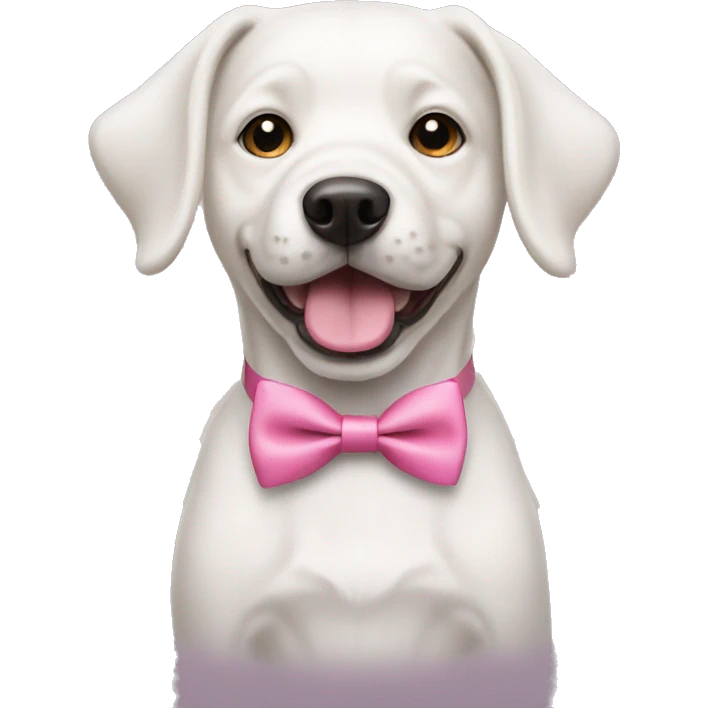 white dog with pink bowtie emoji