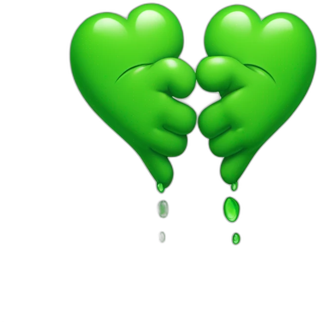 Two-Green-heart-shaking-hand emoji