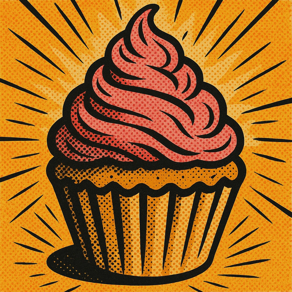 cupcake, halftone shading, dynamic lines emoji