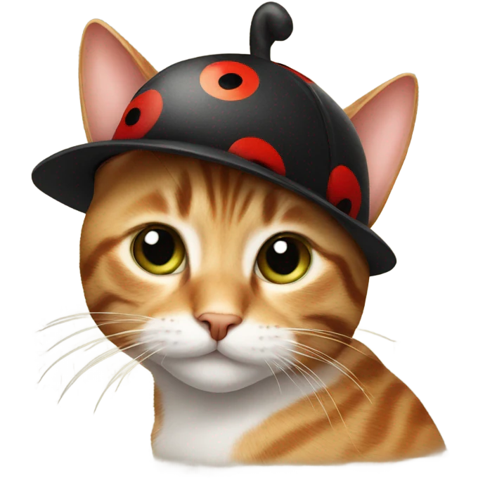 Cat wearing ladybug hat  emoji