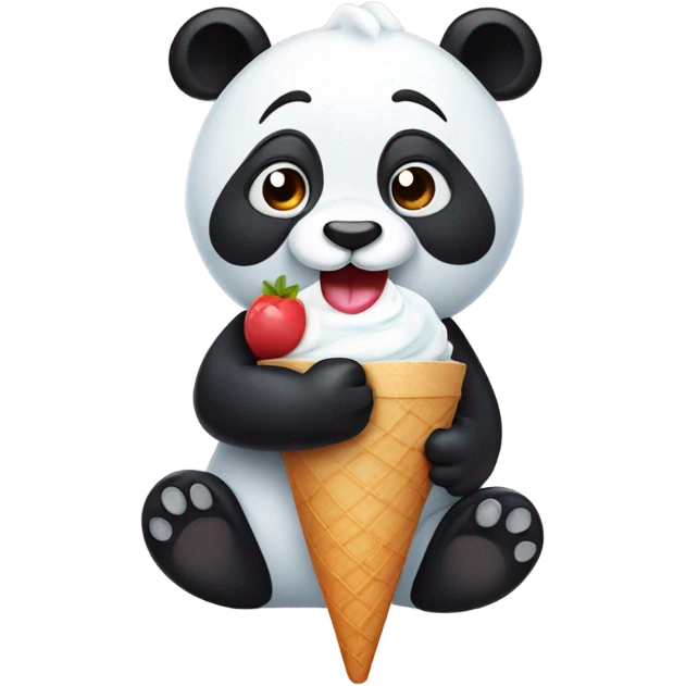Panda eating ice cream emoji