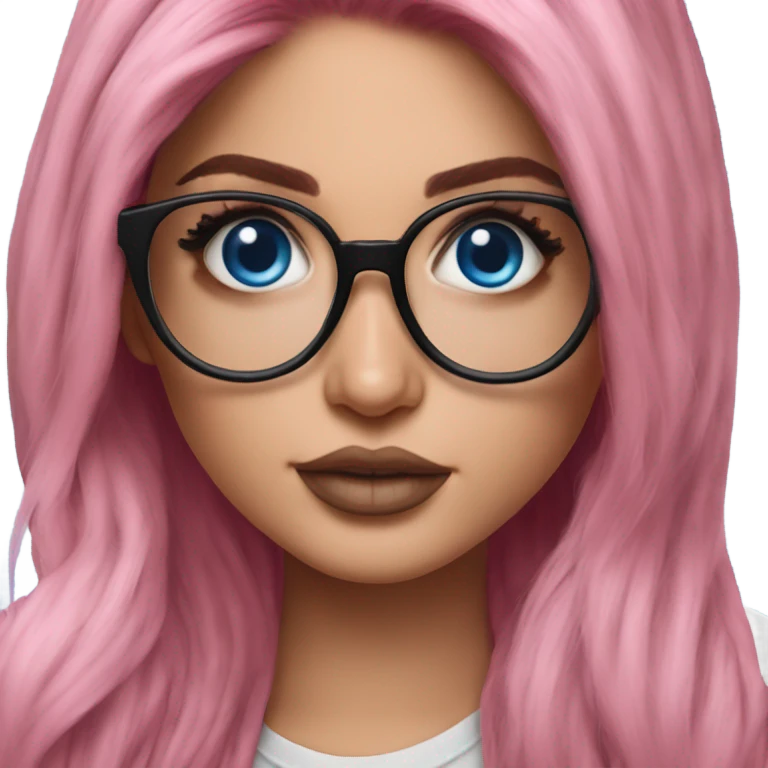 Hyper Realistic kylie jenner pink hair blue eyes and glasses  emoji