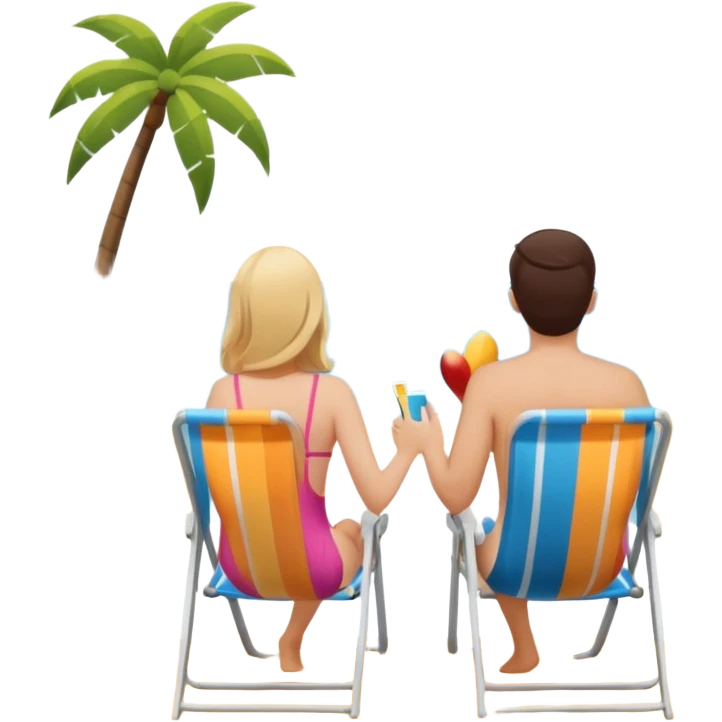couple sitting in a beach chair, with their backs to the camera emoji